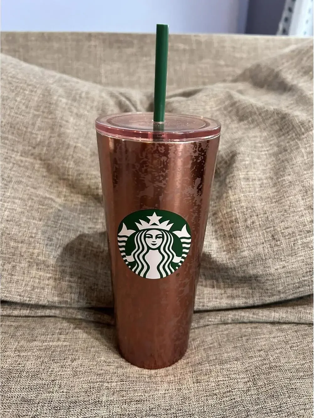 Starbucks Tumbler Marble Rose Gold Pink Metallic Stainless Steel Cup 16 oz